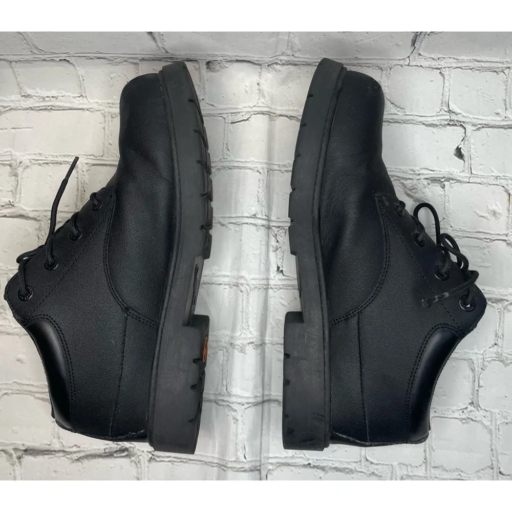 Black Leather Lugz Low Work Boot